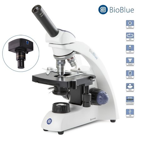 EUROMEX BioBlue 40X-600X Monocular Portable Compound Microscope w/ 18MP USB 3 Digital Camera BB4240-18M3